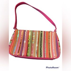 Far Nine underarm purse with sequins pink, multi color, shoulder bag
